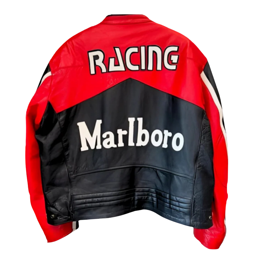 Black Marlboro Leather Racing Jacket