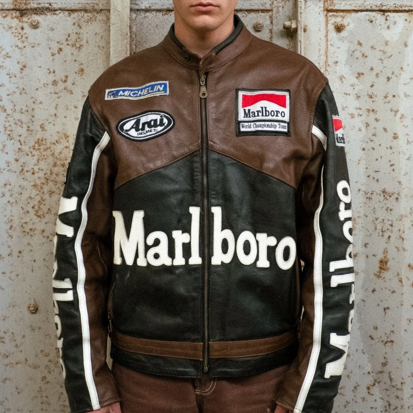 Retro Marlboro Leather Racing Jacket