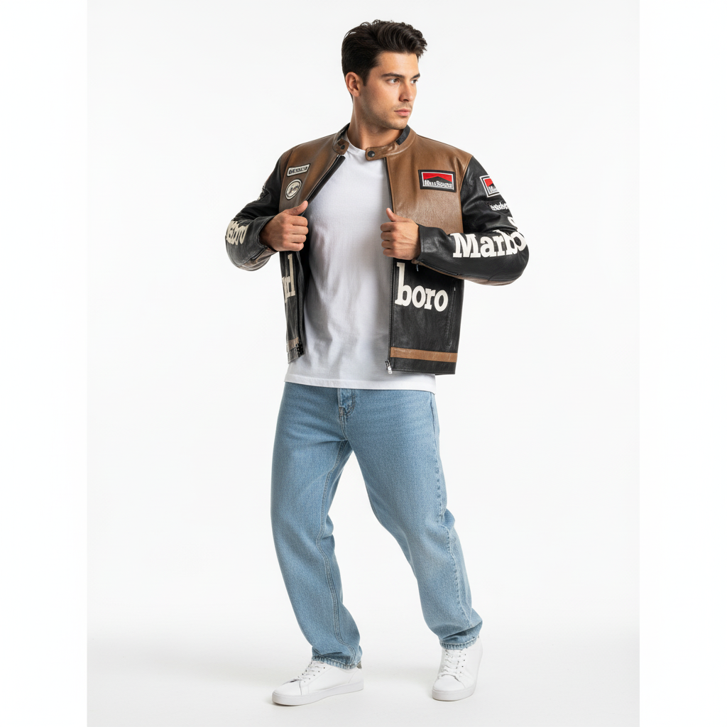 Retro Marlboro Leather Racing Jacket