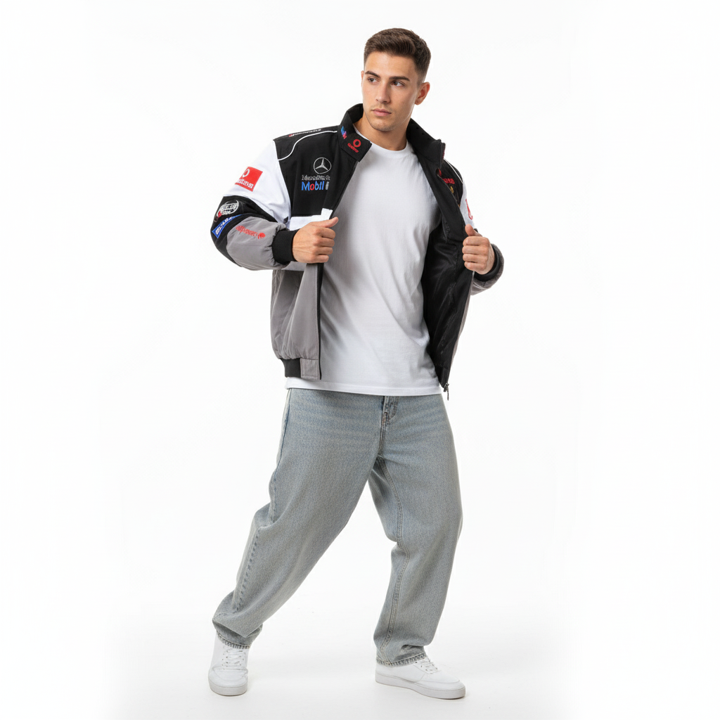 White Mercedes Vintage Racing Jacket