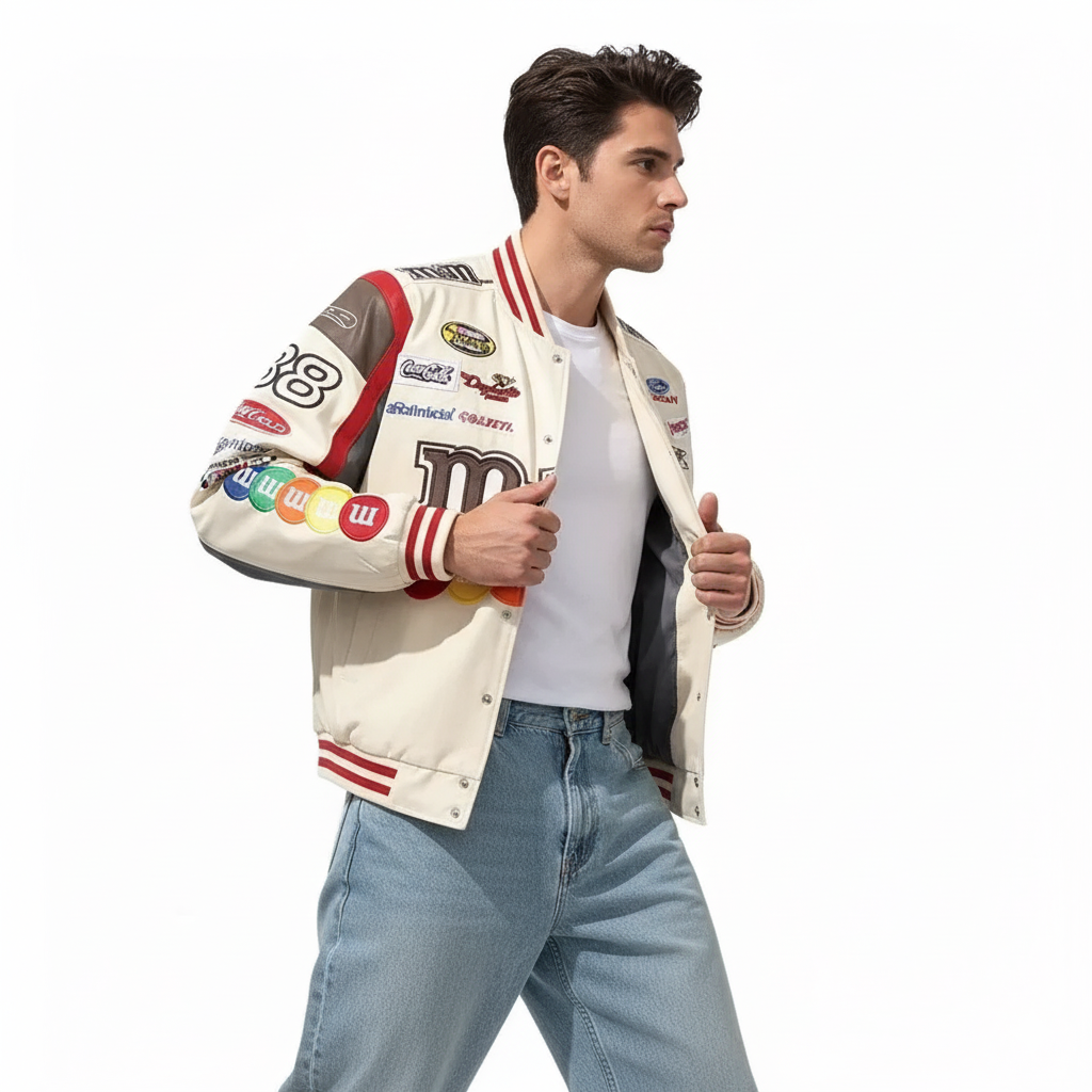 White M&M Vintage Racing Jacket