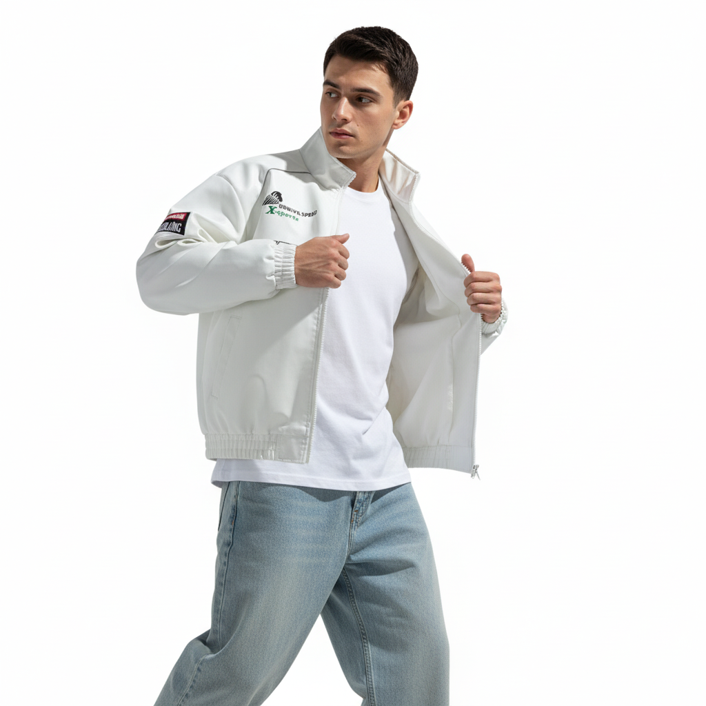 White LAP 85 Leather Racing Jacket